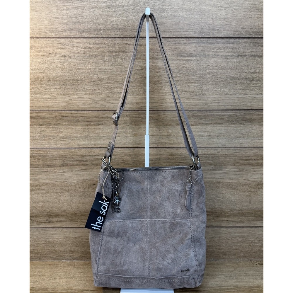 The Sak Lucia Mushroom Suede Leather Crossbody Bag Purse Charms Convertible NWT